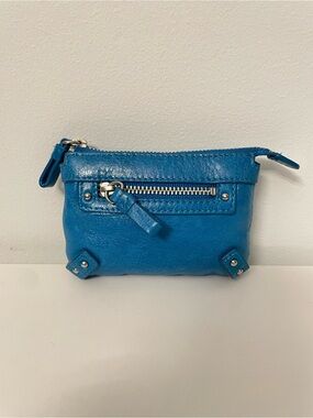 VTG NWOT CLUB MONACO Blue Leather Zip Pouch